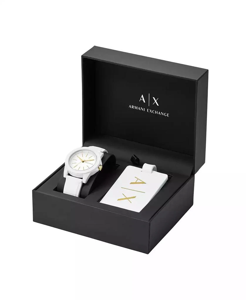 商品Armani Exchange|AX Women's White Silicone Strap Watch with Luggage Tag 36mm,价格¥698,第5张图片详细描述