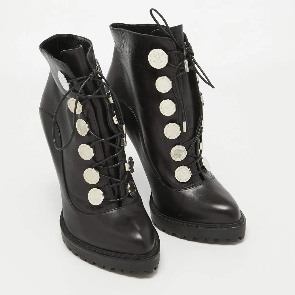 商品[二手商品] Alexander McQueen|Alexander McQueen Black Leather Lace Up Platform Ankle Boots Size 40,价格¥3163,第4张图��片详细描述