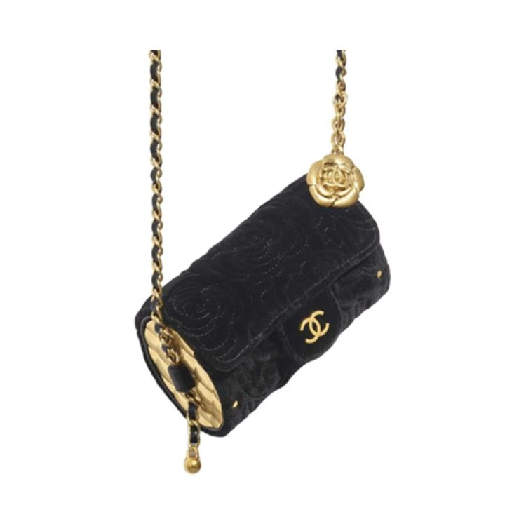 商品[国内直发] Chanel|香奈儿 金属珠宝链条 丝绒 卡套金币包钱包口盖包卡包 女款 黑色,价格¥24934,第7张图片详细描述