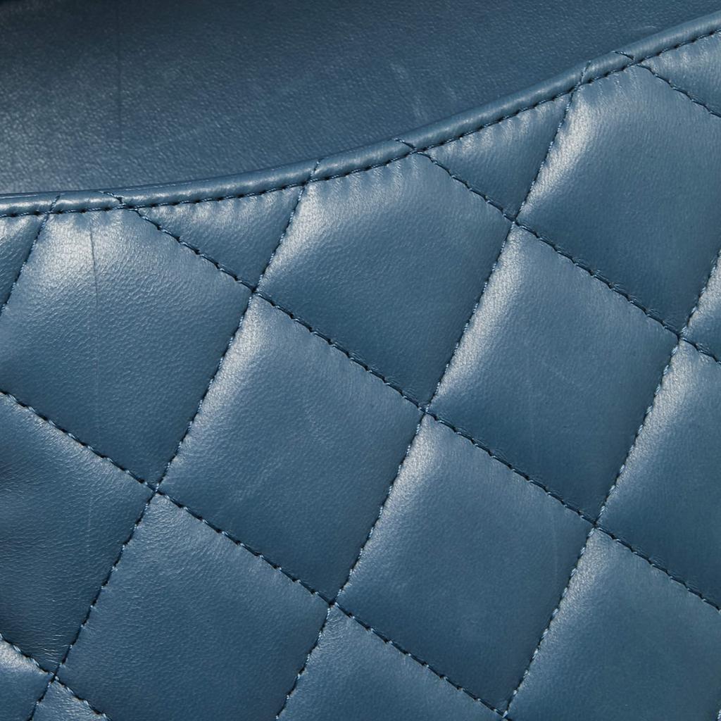 Chanel Blue Quilted Caviar Leather Maxi Classic Double Flap Bag商品第7张图片规格展示