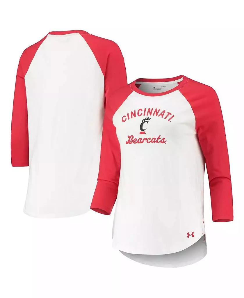 商品Under Armour|Women's White and Red Cincinnati Bearcats Baseball Raglan 3/4 Sleeve T-shirt,价格¥246,第1张图片