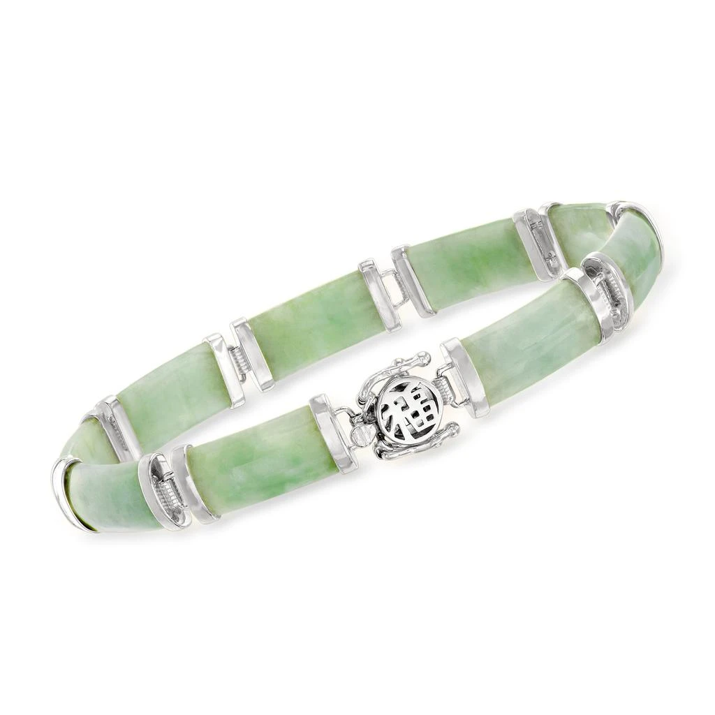 商品Ross-Simons|Jade "Good Fortune" Bracelet in Sterling Silver,价格¥1117,第1张图片