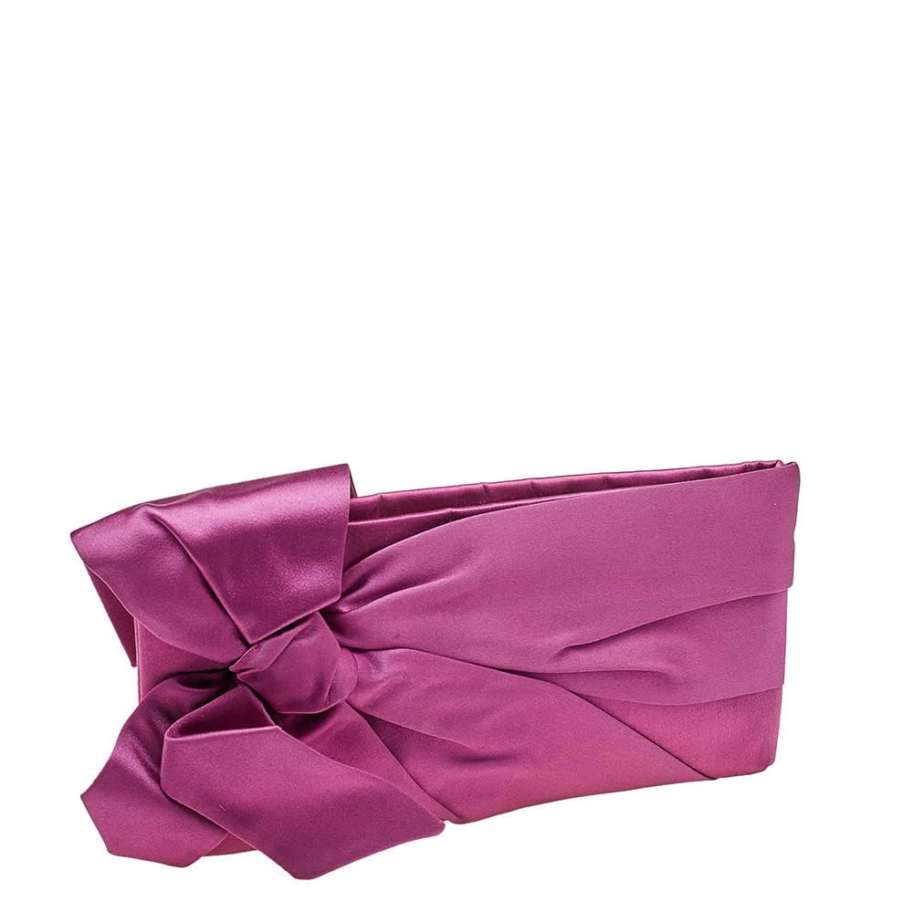 商品[二手商品] Valentino|Valentino Pink Satin Pleated Bow Clutch,价格¥2345,第3张图片详细描述