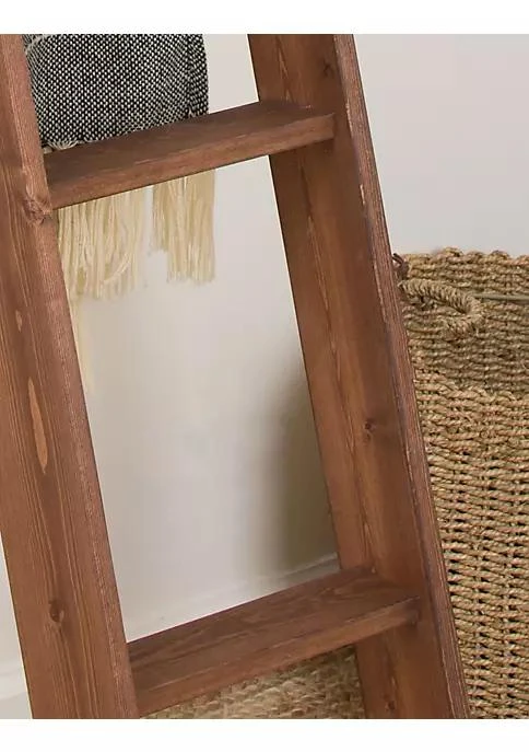 商品BrandtWorks|Modern Narrow Wooden Decorative Blanket Ladder 12 X 72   Dark Brown,价格¥2798,第2张图片详细描述