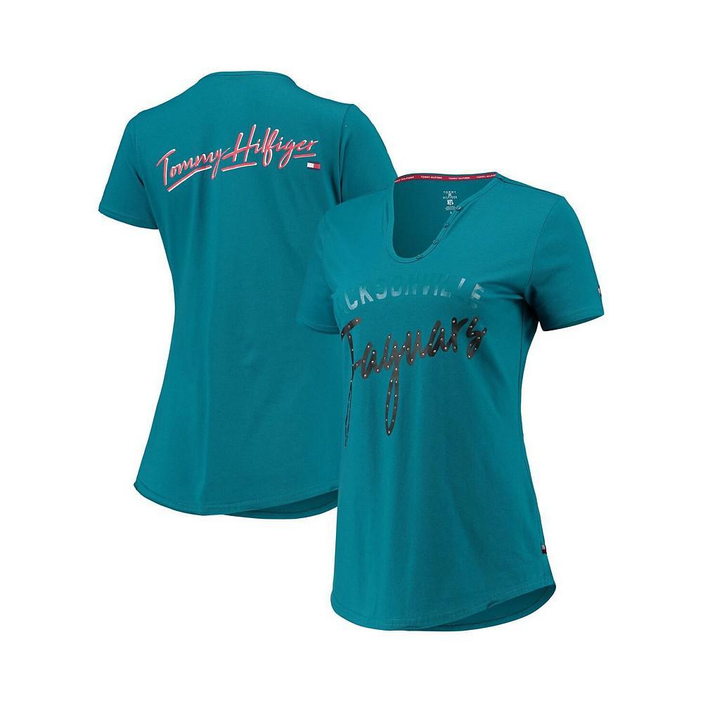 商品Tommy Hilfiger|Women's Teal Jacksonville Jaguars Riley V-Neck T-shirt,价格¥207,第1张图片