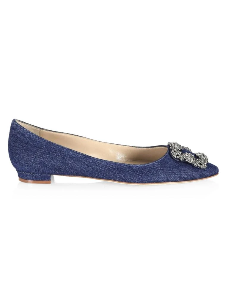 商品Manolo Blahnik|Hangis 水钻扣丹宁平底鞋,价格¥5001,第1张图片