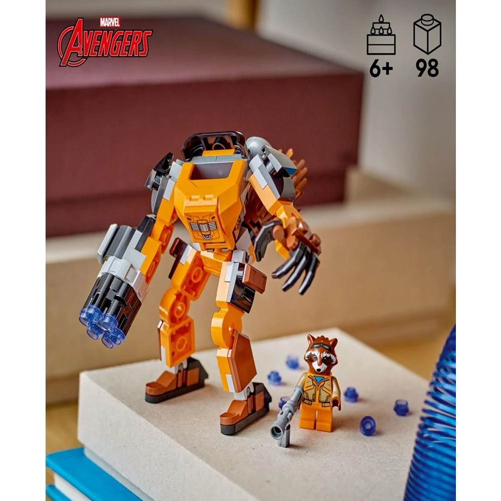 商品LEGO|Super Heroes Marvel Rocket Mech Armor 76243 Toy Building Set with Rocket Racoon Minifigure,价格¥112,第2张图片详细描述