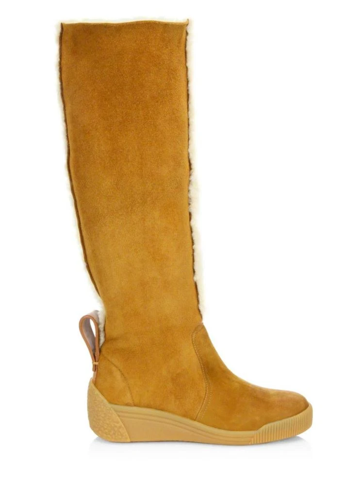 商品See by Chloé|Daria Tall Shearling & Suede Wedge Boots,价格¥1275,第4张图片详细描述