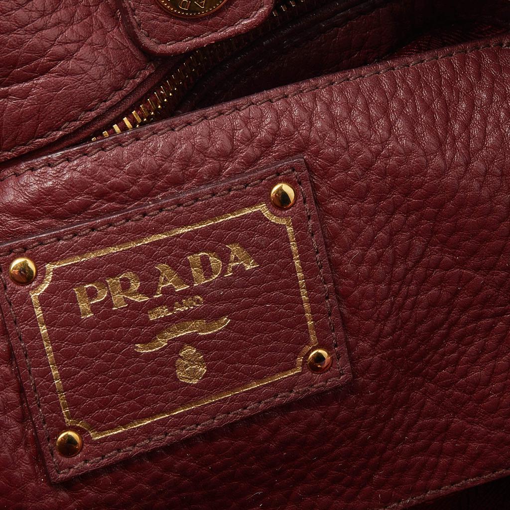 Prada Burgundy Vitello Danio Leather Side Pocket Shoulder Bag商品第9张图片规格展示