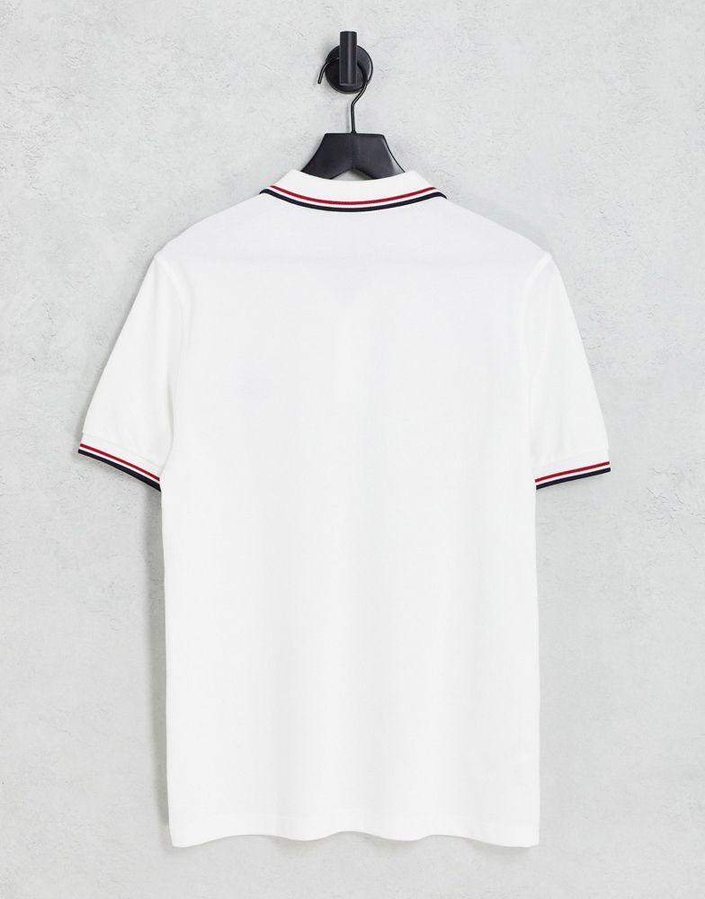 商品Fred Perry|Fred Perry twin tipped logo polo in white/red/navy,价格¥611,第6张图片详细描述