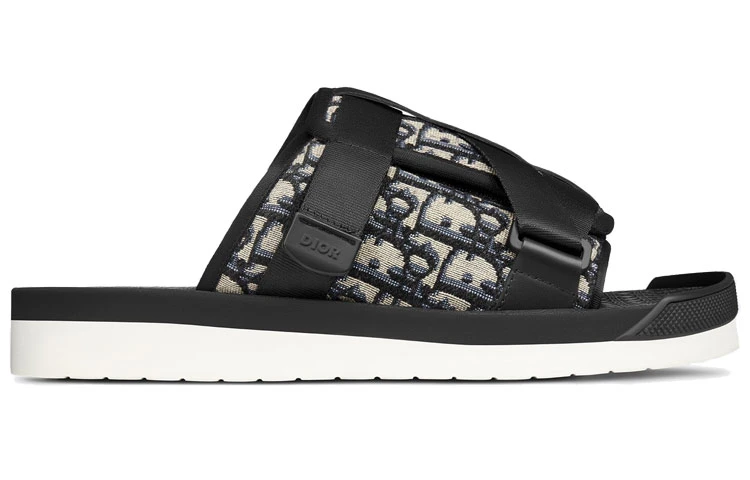 商品[国内直发] Dior|迪奥 Alpha Oblique 印花 平跟 防滑一字拖鞋 男款 黑色,价格¥5934,第3张图片详细描述