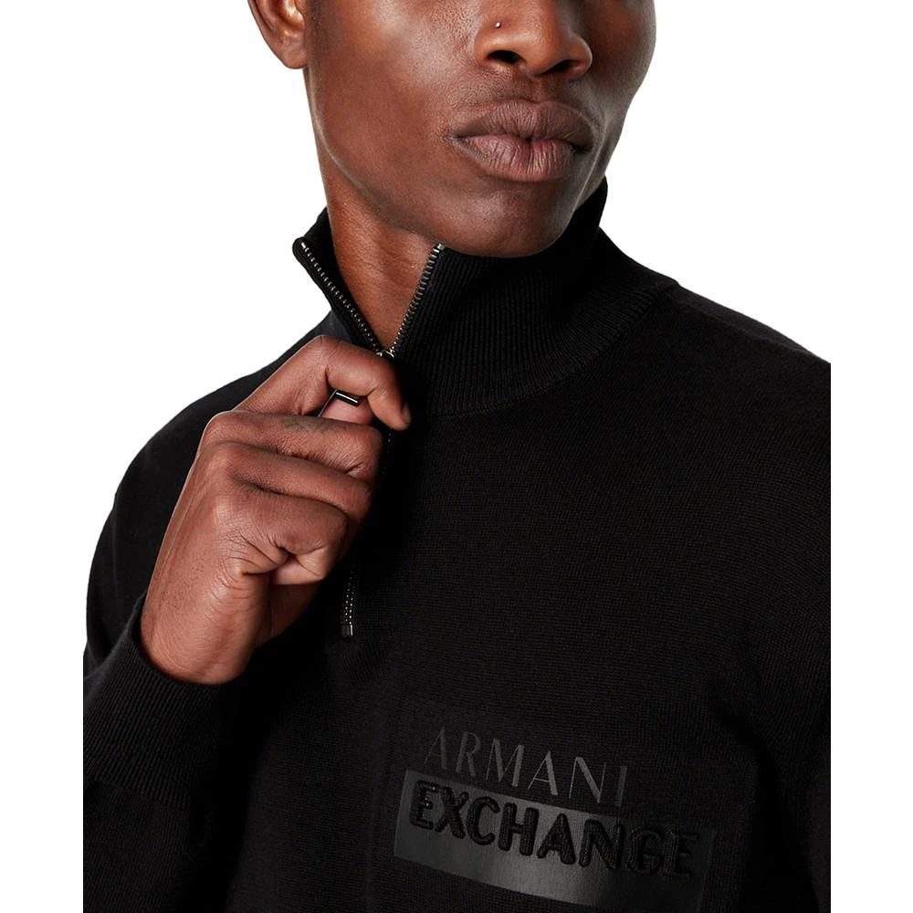 商品Armani Exchange|Men's Quarter-Zip Fleece Logo Sweater,价格¥682,第3张图片详细描述