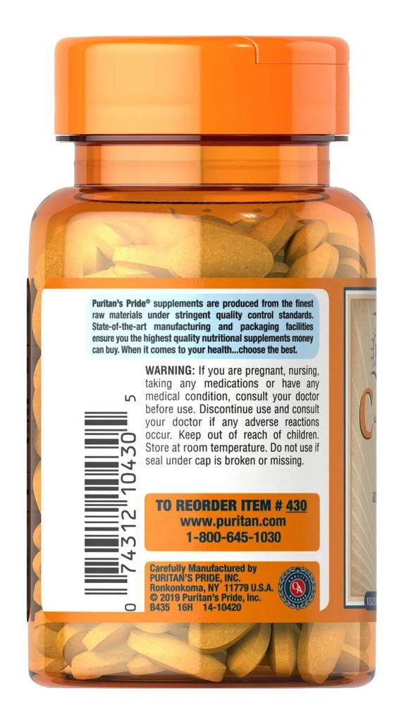 商品Puritan's Pride|Vitamin C 500 mg with Bioflavonoids & Rose Hips 100 caplets,价格¥75-¥149,第5张图片详细描述