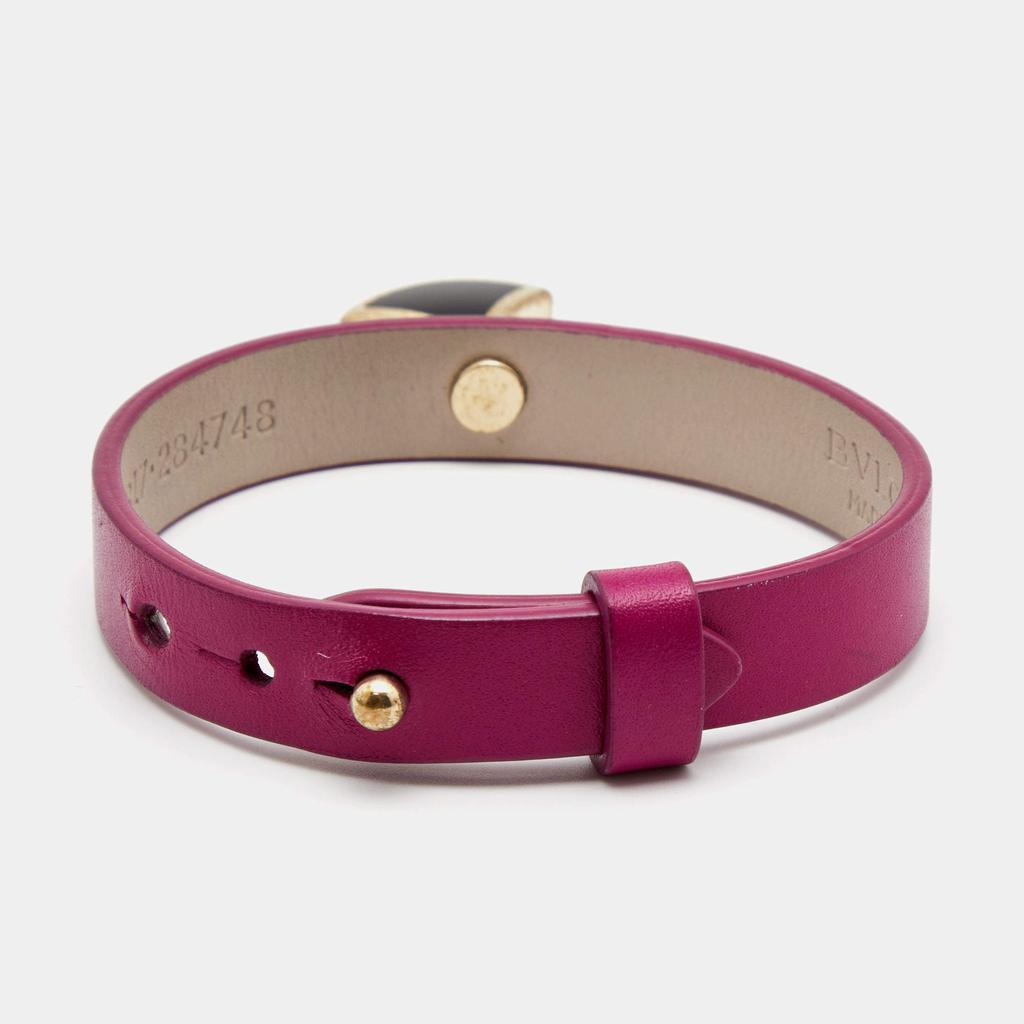 商品[二手商品] BVLGARI|Bvlgari Diva's Dream Pink Leather Enamel Gold Plated Wrap Bracelet,价格¥1410,第5张图片详细描述