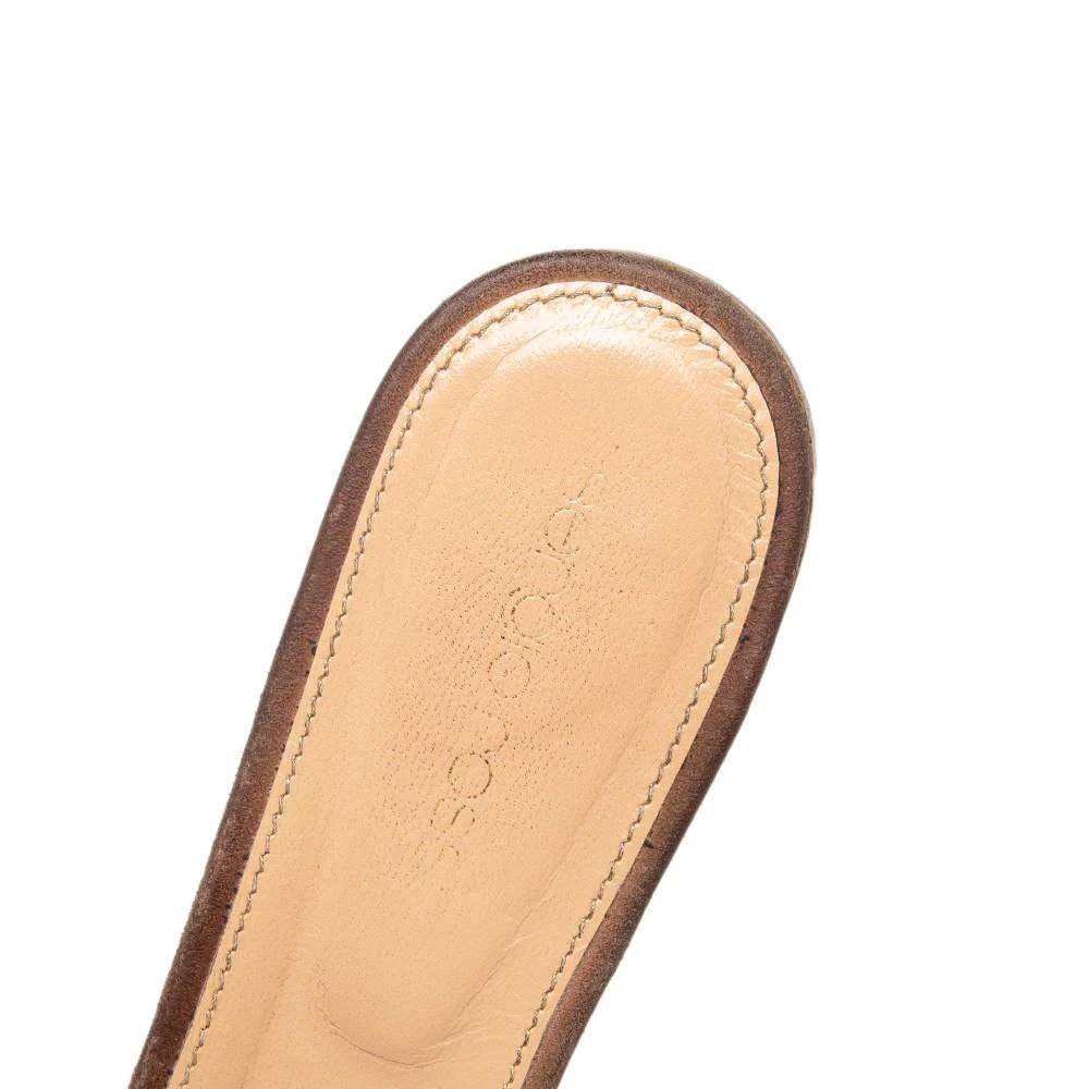 Sergio Rossi Brown Suede Embellished Flat Slides Size 36  商品