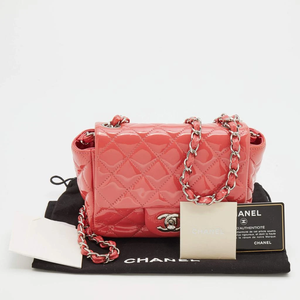 Chanel Coral Quilted Patent Leather Mini Square Classic Flap Bag 商品