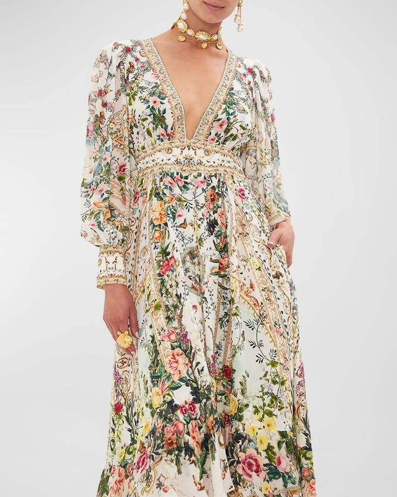 商品Camilla|Long Frilled Silk Button-Front Dress,价格¥7858,第1张图片