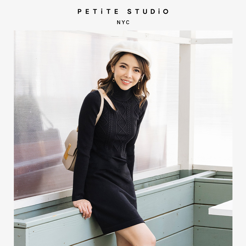 Saffron黑色修身肩部镂空高腰针织连衣裙 | Saffron Knit Dress - Black商品第3张图片规格展示