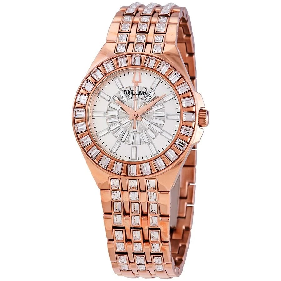 商品Bulova|Phantom Rose Gold-tone Baguette Swarovski Crystal Ladies Watch 98L268,价格¥2075,第1张图片