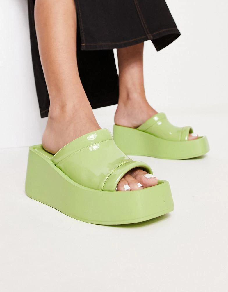 商品Daisy Street|Daisy Street Exclusive chunky sole sandals in green,价格¥157,第1张图片
