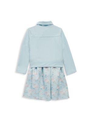 Little Girl's 2-Piece Sleeveless Floral-Print Dress & Solid-Hued Jacket Set商品第2张图片规格展示