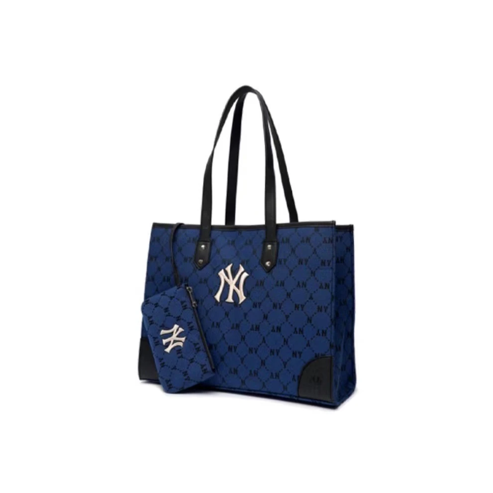 【享贝家】MLB Monogram Tote Bag 复古满印老花系列 NY字母托特包单肩手提包 午夜蓝色 3AORL021N-50BLD 商品