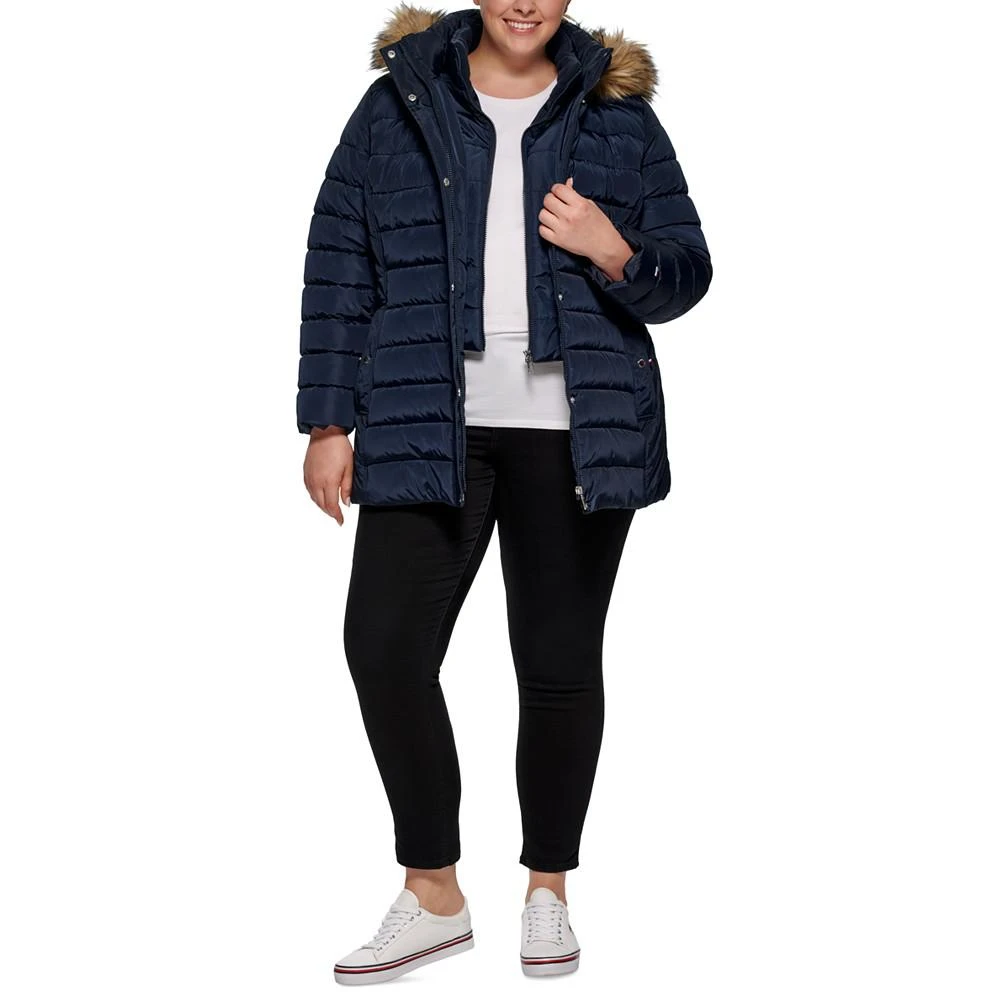 Plus Size Faux-Fur-Trim Hooded Puffer Coat, Created for Macy's 商品