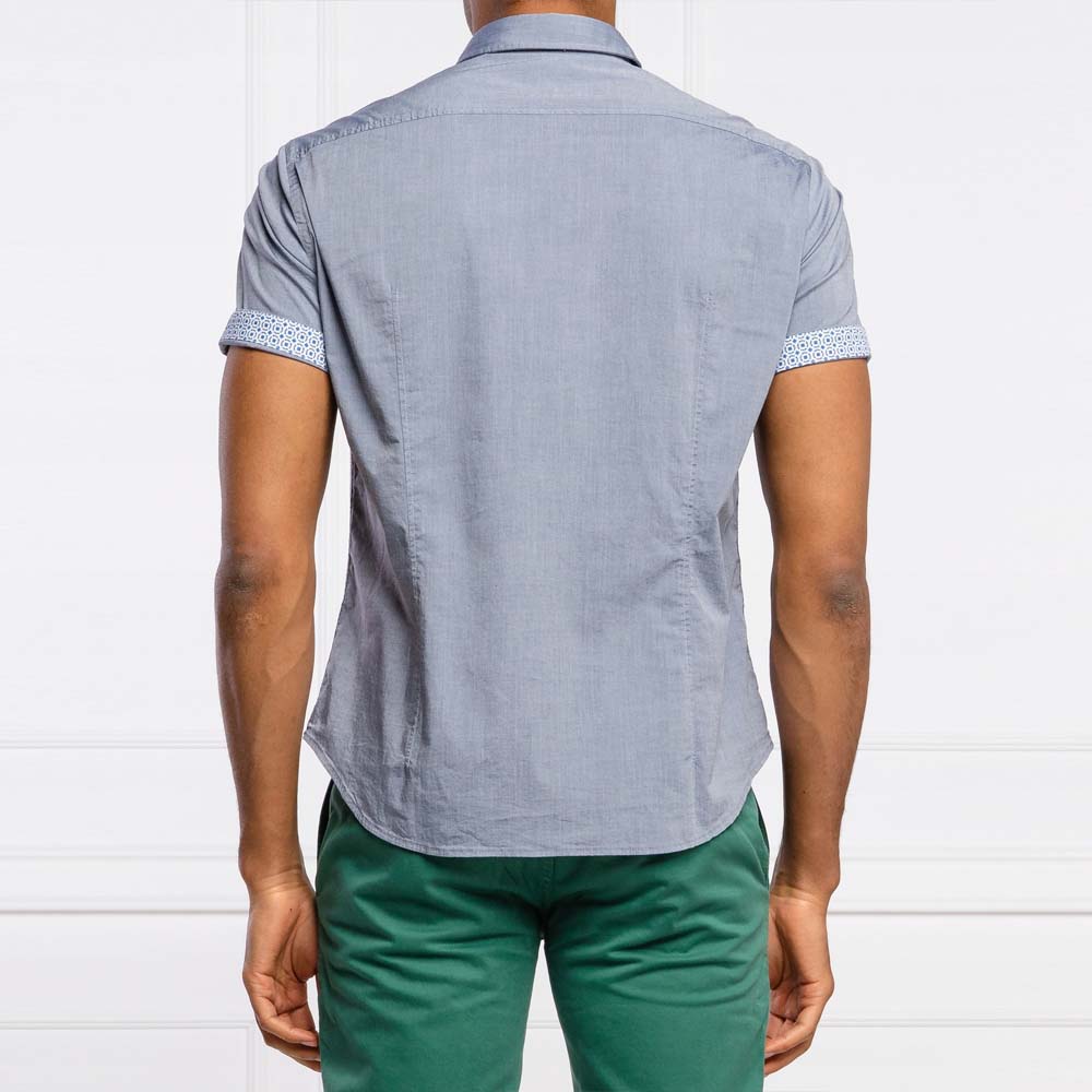 HUGO BOSS 男士蓝灰色棉质短袖衬衫 BIADIA-R-50420130-480商品第3张图片规格展示