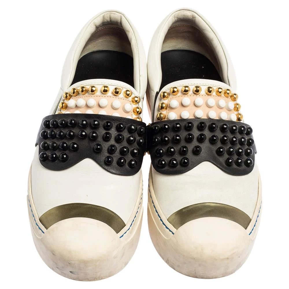 商品[二手商品] Fendi|Fendi Black\White Leather Karlito Studded Low Top Sneakers Size 38,价格¥1327,第3张图片详细描述