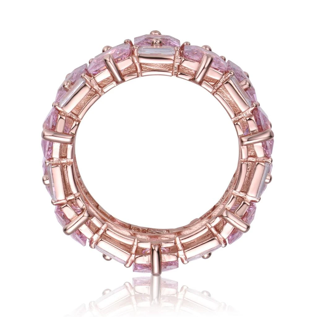 商品Genevive|GV Sterling Silver 18k Rose Gold Plated with Pink Ice & Cubic Zirconia Chunky Double Row Eternity Band Ring,价格¥717,第1张图片