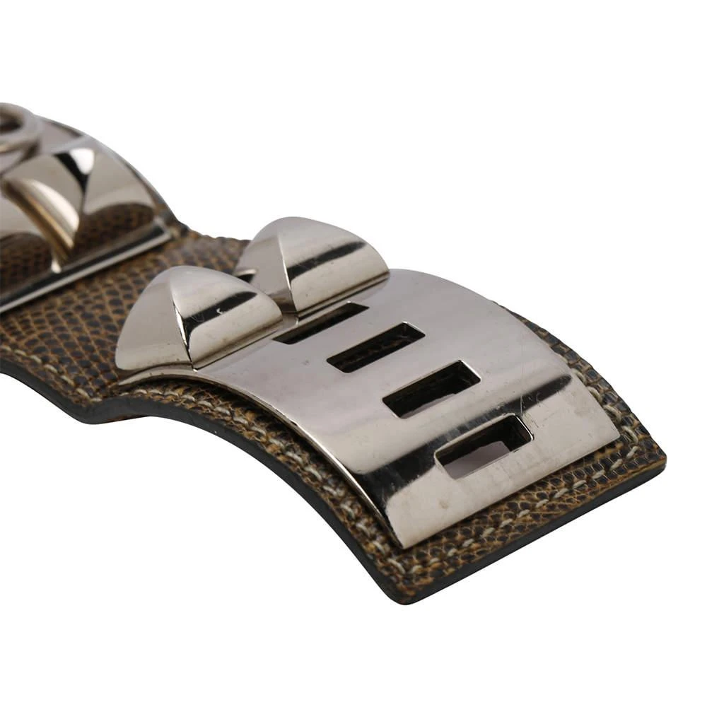 Hermes Brown Leather Lizard Collier de Chien Wide Bracelet 商品