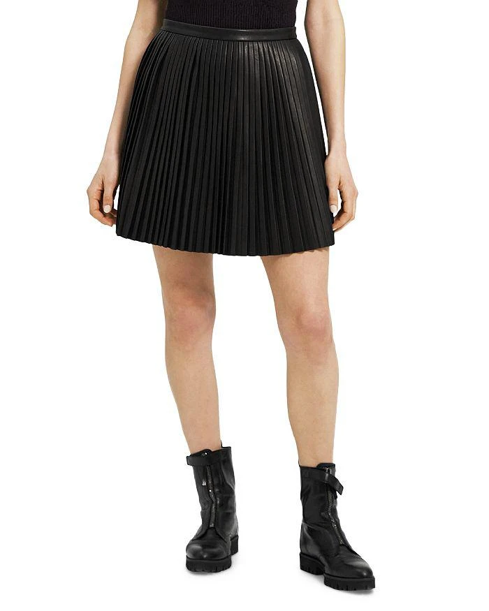 商品Theory|Pleated Leather Mini Skirt,价格¥3511,第1张图片