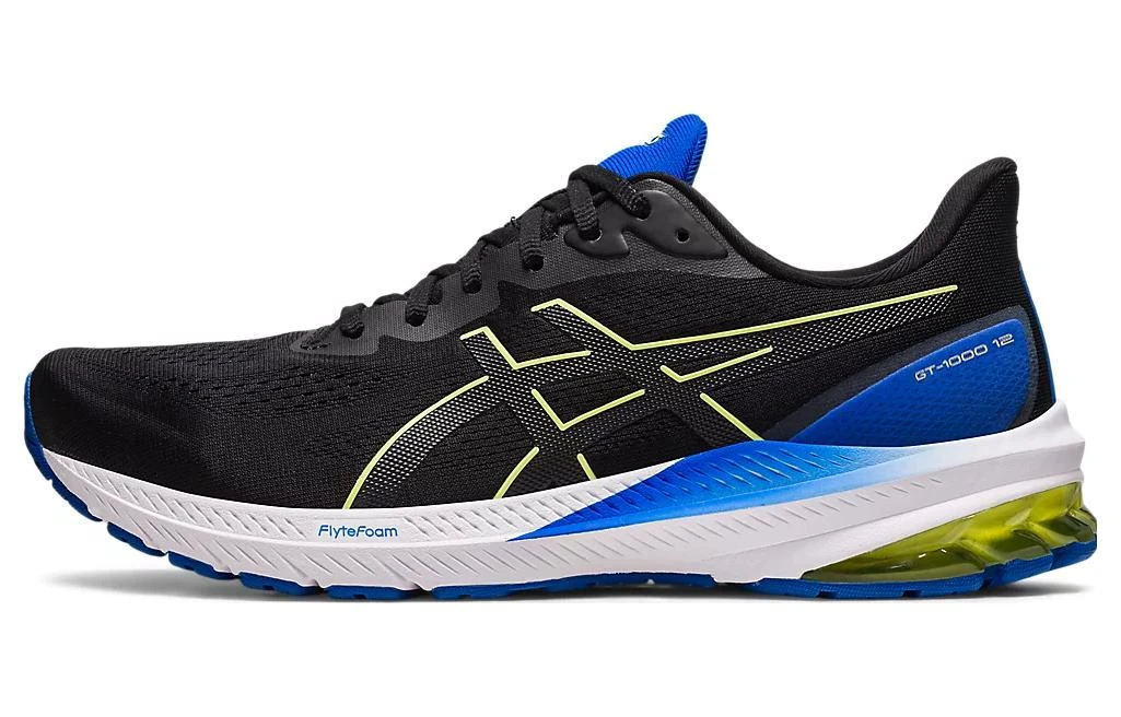 商品[国内直发] Asics|GT-1000 12 舒适 织物合成革减震防滑耐磨 低帮 越野跑步鞋 男款 黑蓝黄,价格¥608,第1张图片