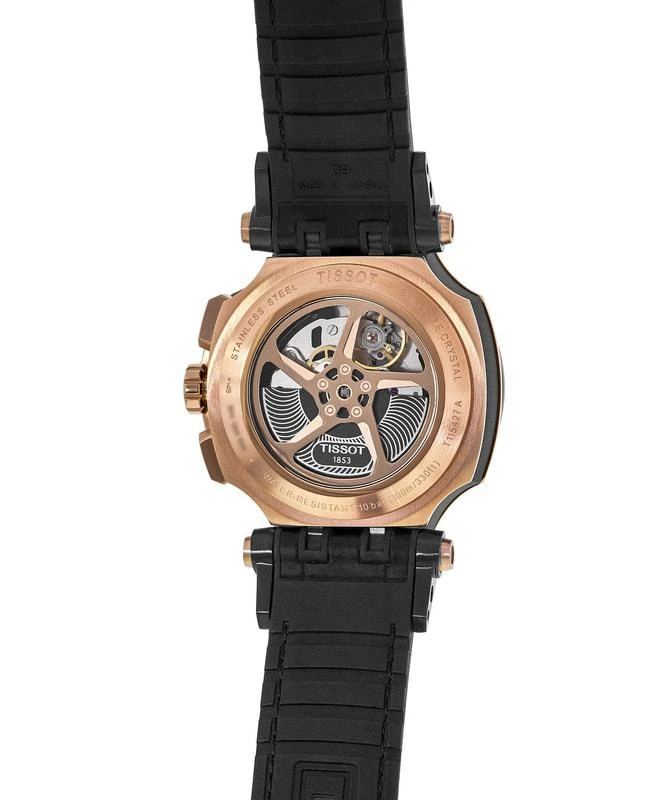 商品Tissot|Tissot T-Race Chronograph Automatic Rose Gold PVD Black Dial Rubber Strap Men&apos;s Watch T115.427.37.051.01,价格¥4386,第3张图片详细描述