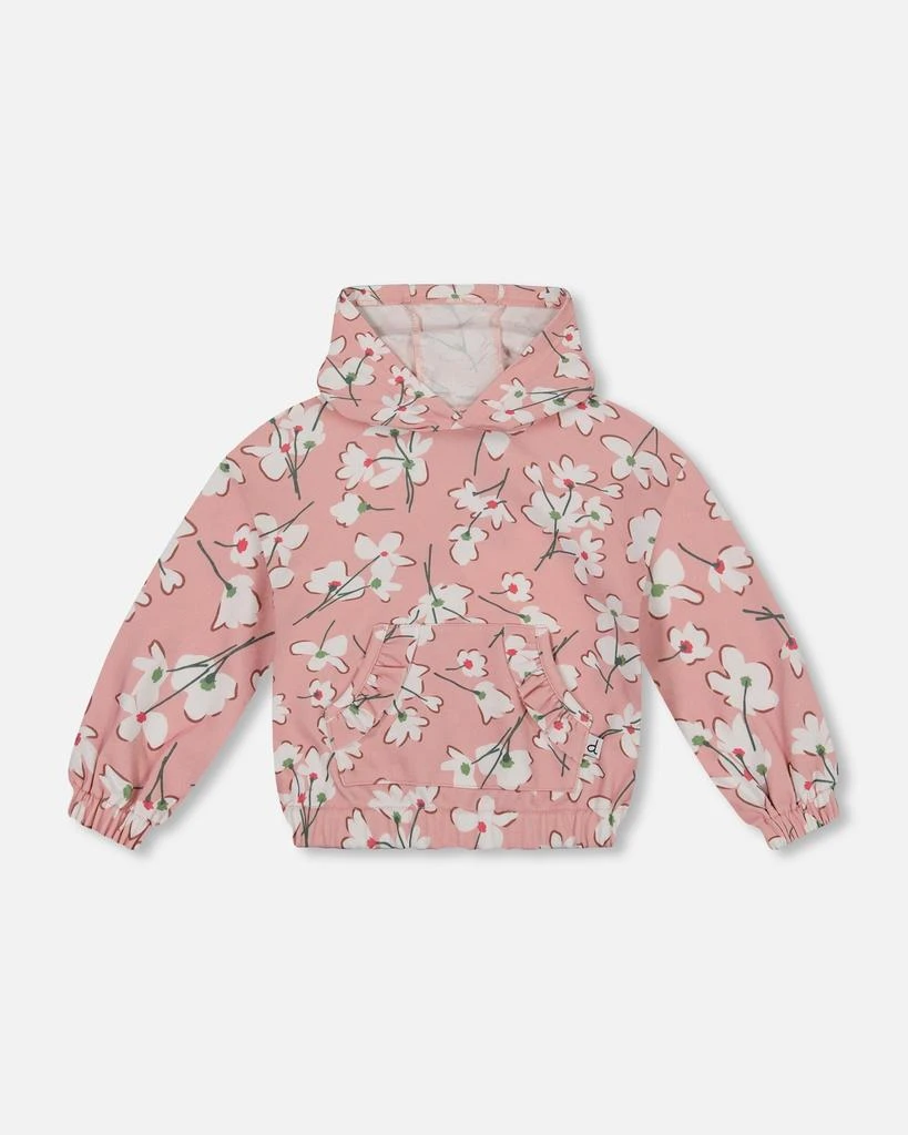 商品Deux par Deux|Hooded French Terry Sweatshirt Pink Jasmine Flower Print,价格¥176,第1张图片