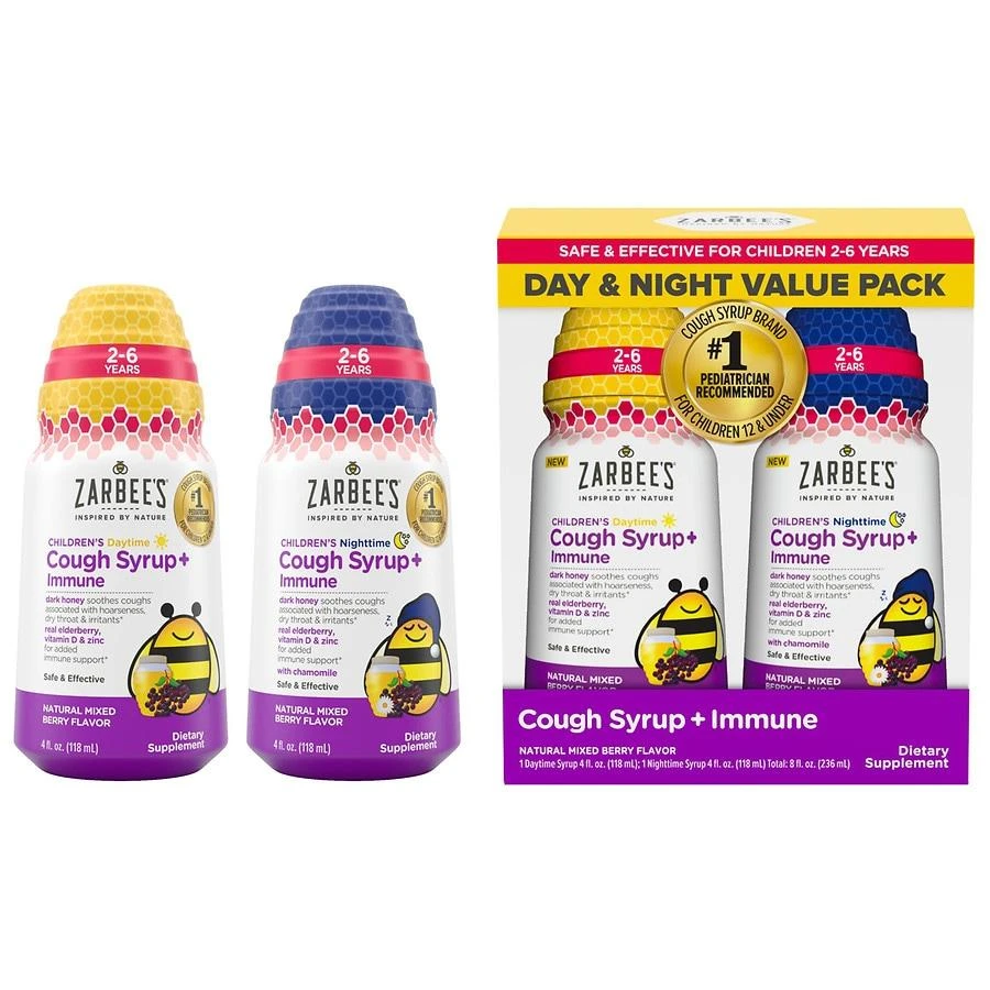商品ZarBee's Naturals|Children's Cough Syrup + Immune Day & Night Pack Natural Mixed Berry,价格¥149,第3张图片详细描述