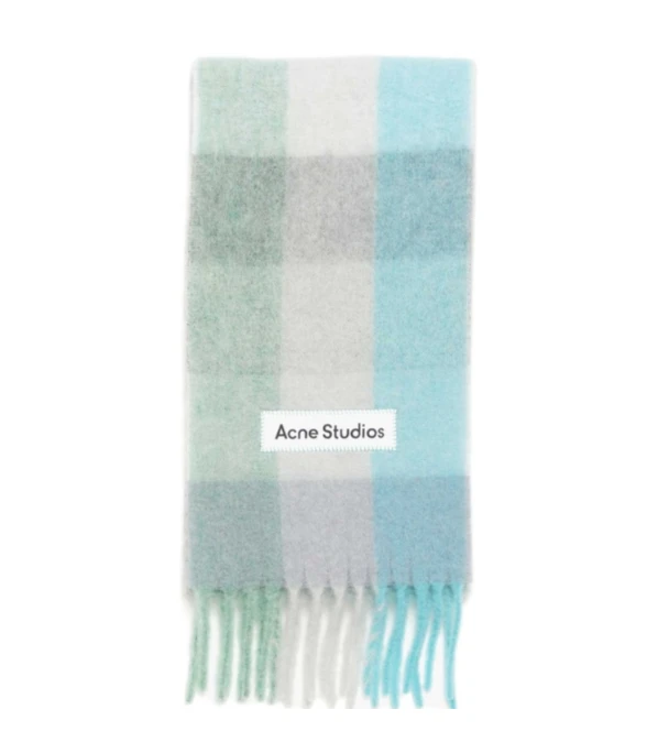 商品Acne Studios|Acne Studios 男女冬季保暖格纹多色流苏彩虹围巾羊毛披肩两用（香港仓发货）,价格¥1978,第1张图片