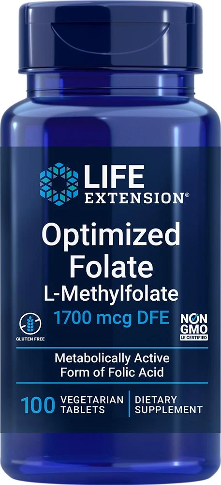 商品Life Extension|Optimized Folate, DFE, 100 vegetarian tablets - 1700 mcg (1700 mcg DFE, 100 vegetarian tablets), Life Extension,价格¥91,第1张图片