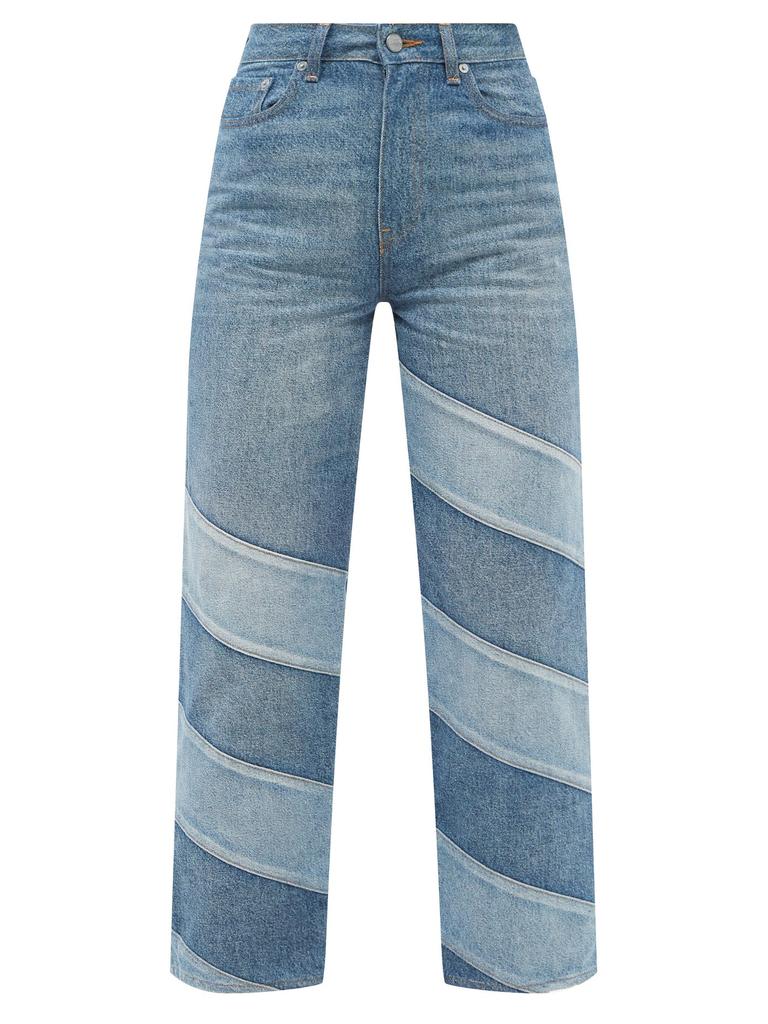 Patchwork organic-cotton straight-leg jeans商品第1张图片规格展示