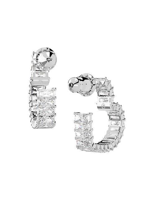 商品Swarovski|Matrix Rhodium-Plated & Crystal Small Heart Hoop Earrings,价格¥1181,第6张图片详细描述
