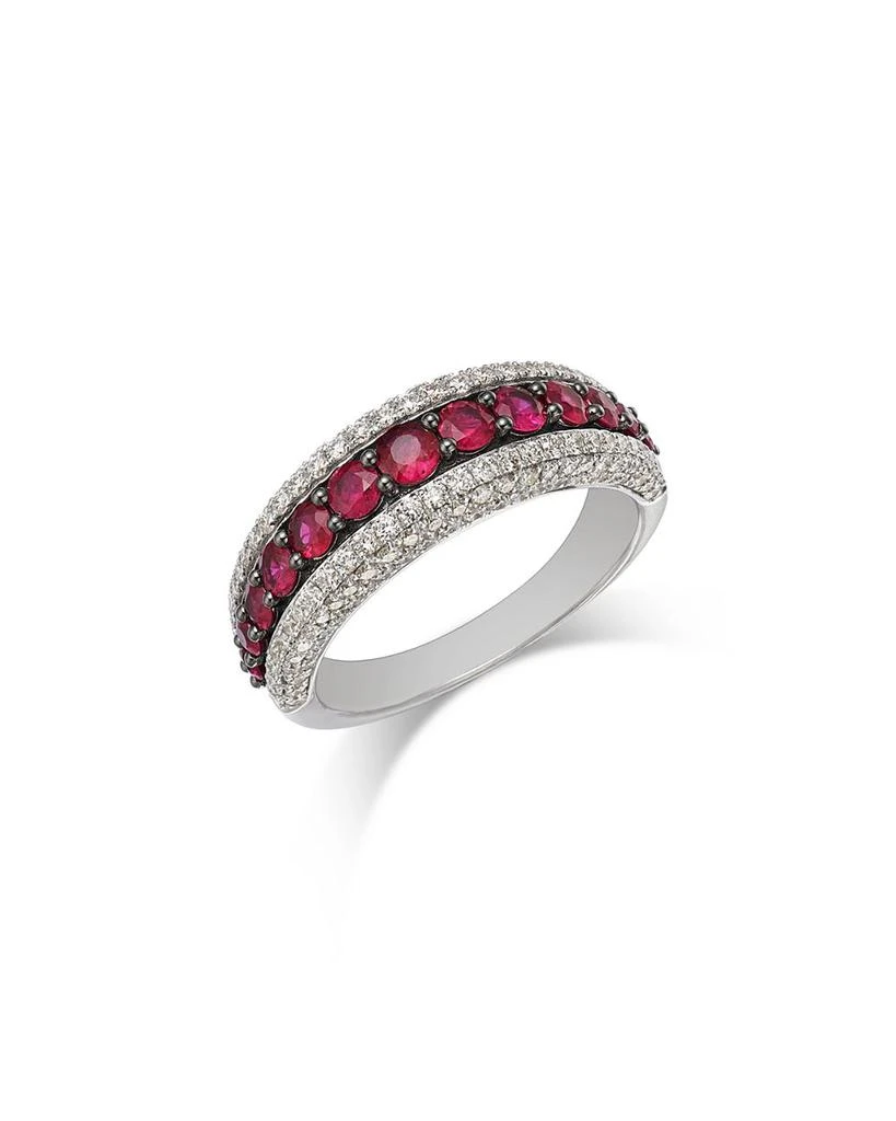 商品Bloomingdale's Fine Collection|Ruby & Diamond Multi-Row Ring in 14K White Gold,价格¥33276,第1张图片