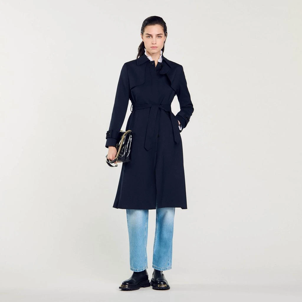 商品Sandro|Trench coat with pleated inset,价格¥4851,第1张图片