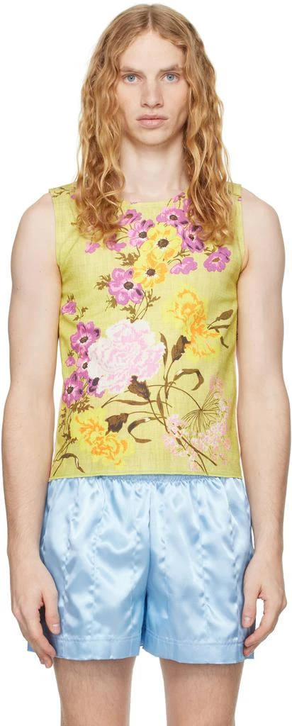 商品Adam Jones|Green Floral Tea Towel Tank Top,价格¥893,第1张图片