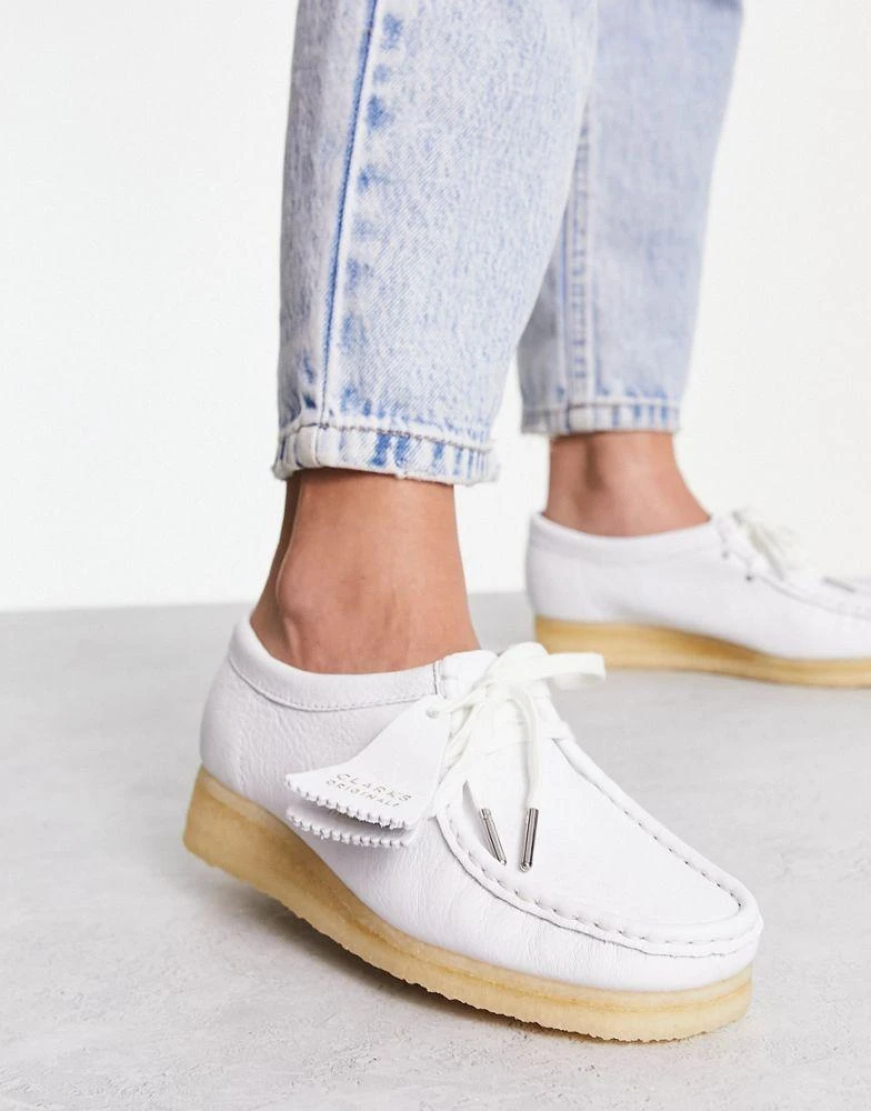 商品Clarks|Clarks Originals wallabee shoe in white leather,价格¥733,第1张图片