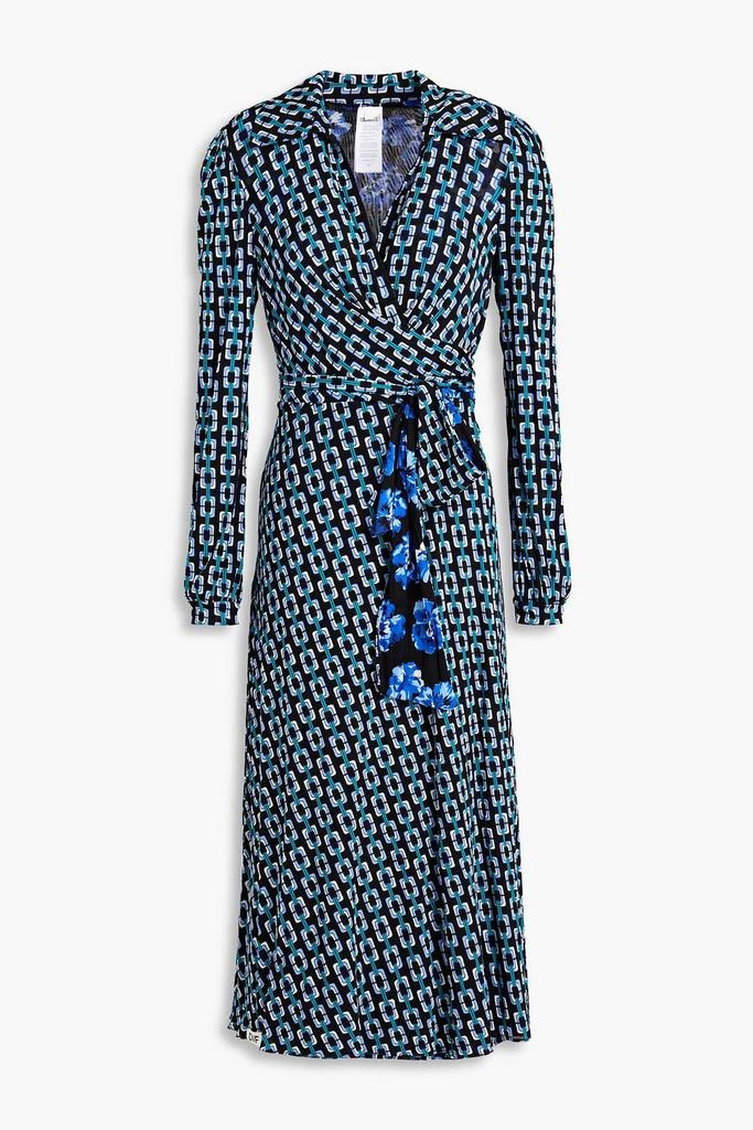 商品Diane von Furstenberg|Phoenix reversible printed stretch-mesh midi wrap dress,价格¥2377,第1张图片