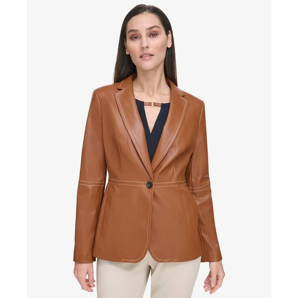 商品Tommy Hilfiger|Women's One-Button Faux Leather Blazer,价格¥268,第1张图片