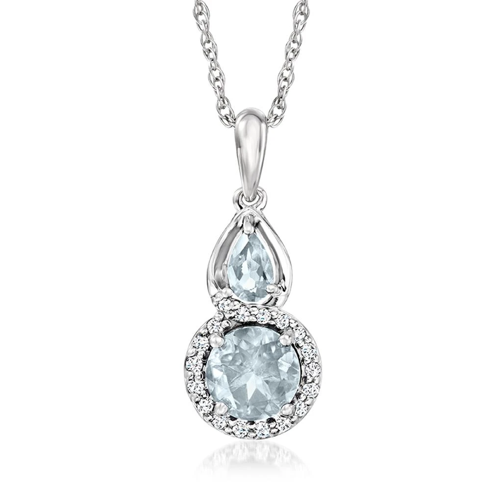 商品Ross-Simons|Ross-Simons Aquamarine Pendant Necklace With . Diamonds in Sterling Silver,价格¥996,第3张图片详细描述