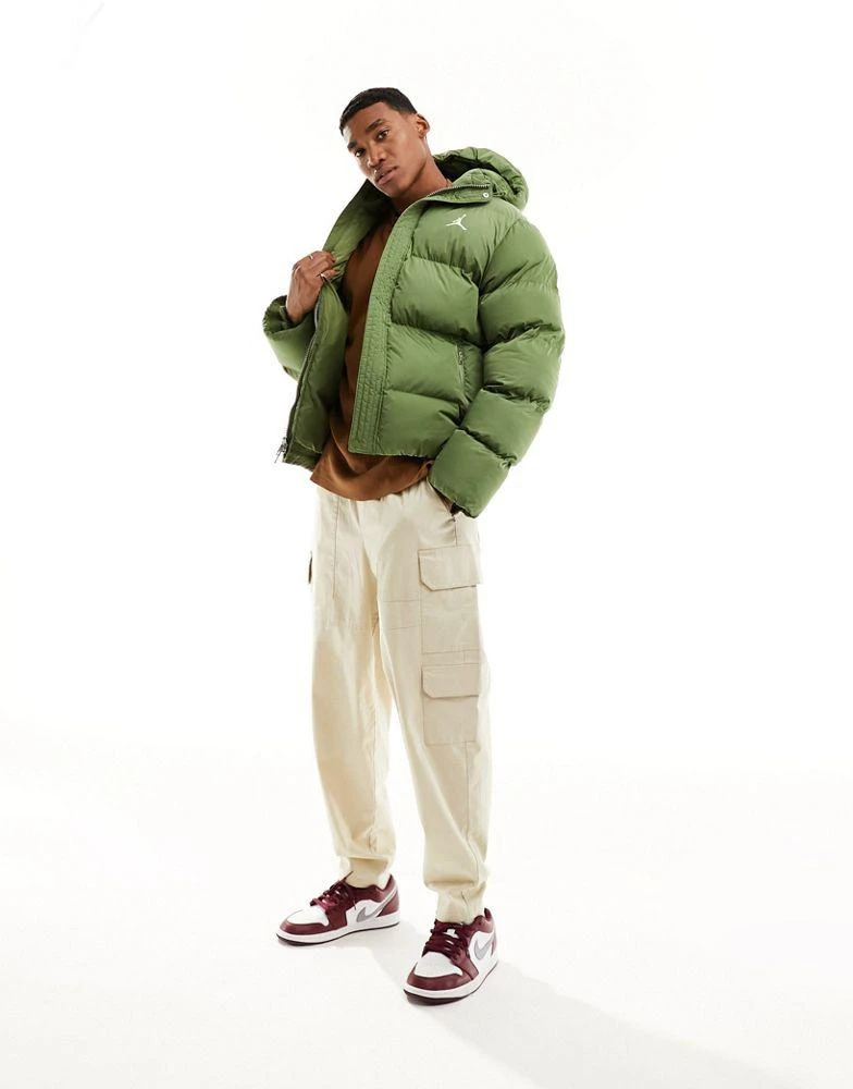 商品Jordan|Jordan Flight Essentials hooded puffer coat in olive green,价格¥1209,第1张图片