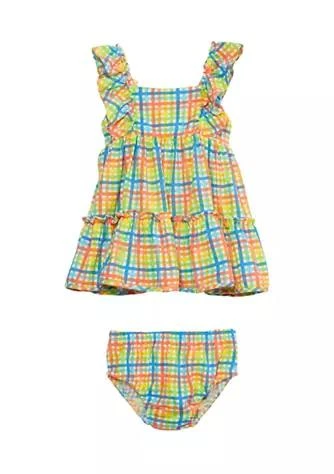 商品Rare Editions|Editions Baby Girls Checkered Dress And Bloomer Set,价格¥135,第1张图片