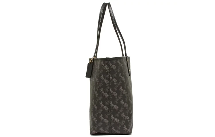 商品[国内直发] Coach|蔻驰 City 33 双面可用马车满印印花 PVC 托特包Tote包购物袋手提包单肩包 大号 女款 黑灰色 #可加购改装套装#,价格¥4407,第5张图片详细描述